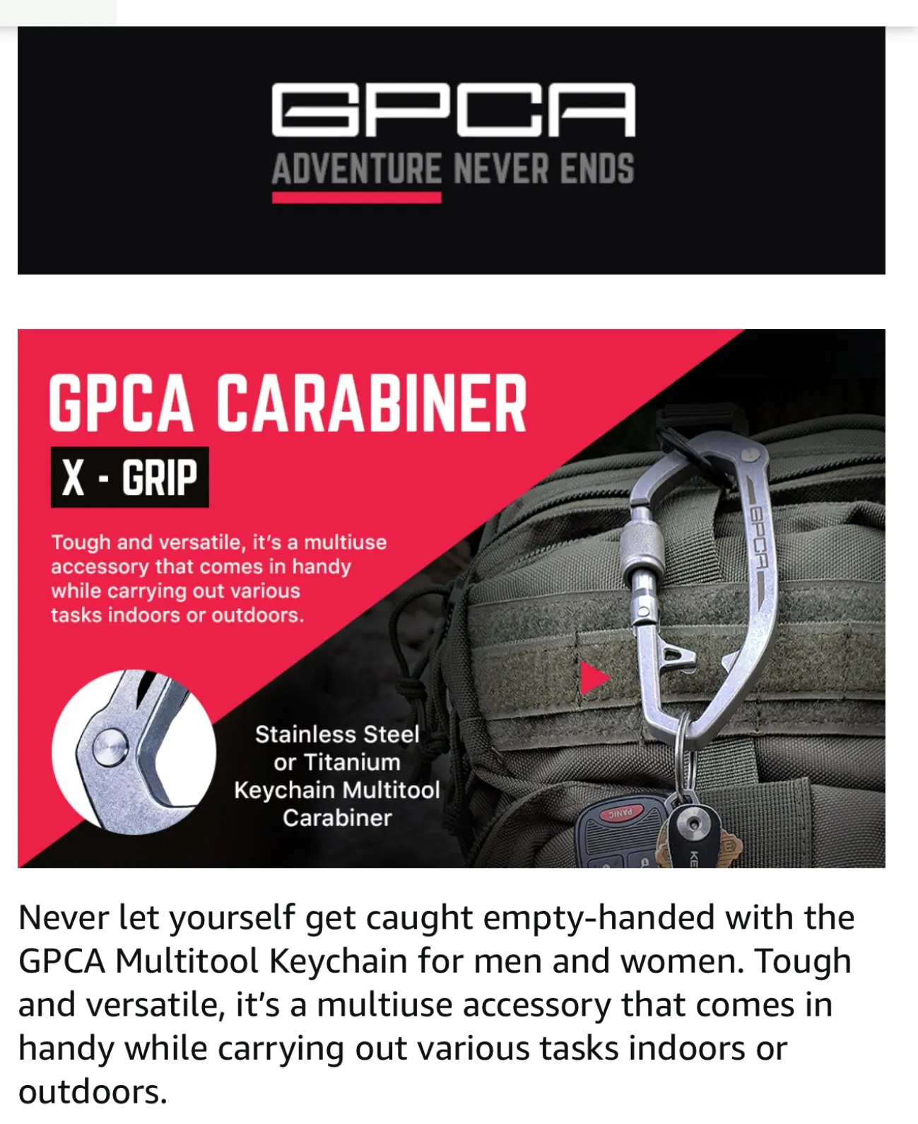 GPCA Carabiner Keychain Clip, Key Organizer, Key Ring, car Key Holder, Multi Tool EDC Gear with Bottle Opener
