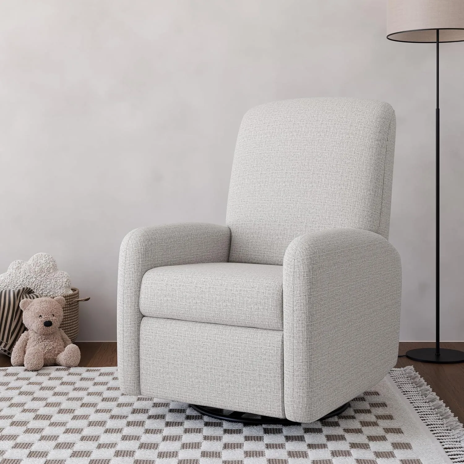 Graco Bellwood Power Recliner Swivel Glider (Steel Basketweave) – Electronic Power Recliner for Nursery, Includes Dual-USB Charging Port for USB-A & USB-C, Glider Rocking Chair with Full Recline