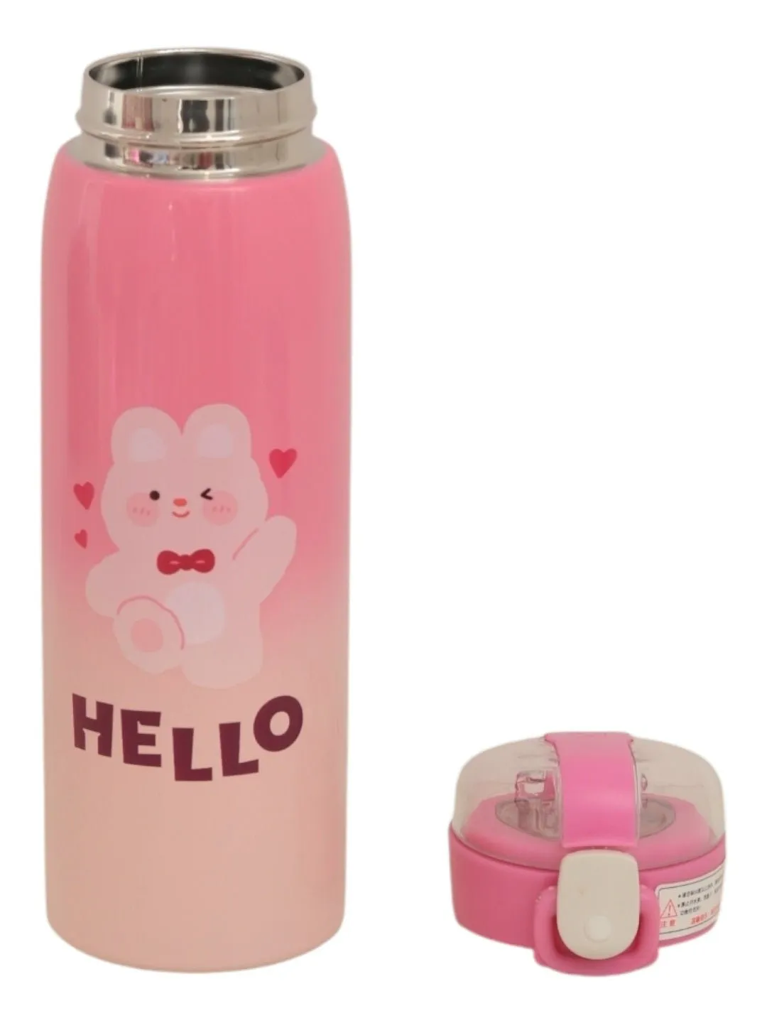 Gradient Pink Hello Bunny Insulated Hot & Cold Stainless Steel Sipper Bottle- 500 ML