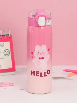 Gradient Pink Hello Bunny Insulated Hot & Cold Stainless Steel Sipper Bottle- 500 ML