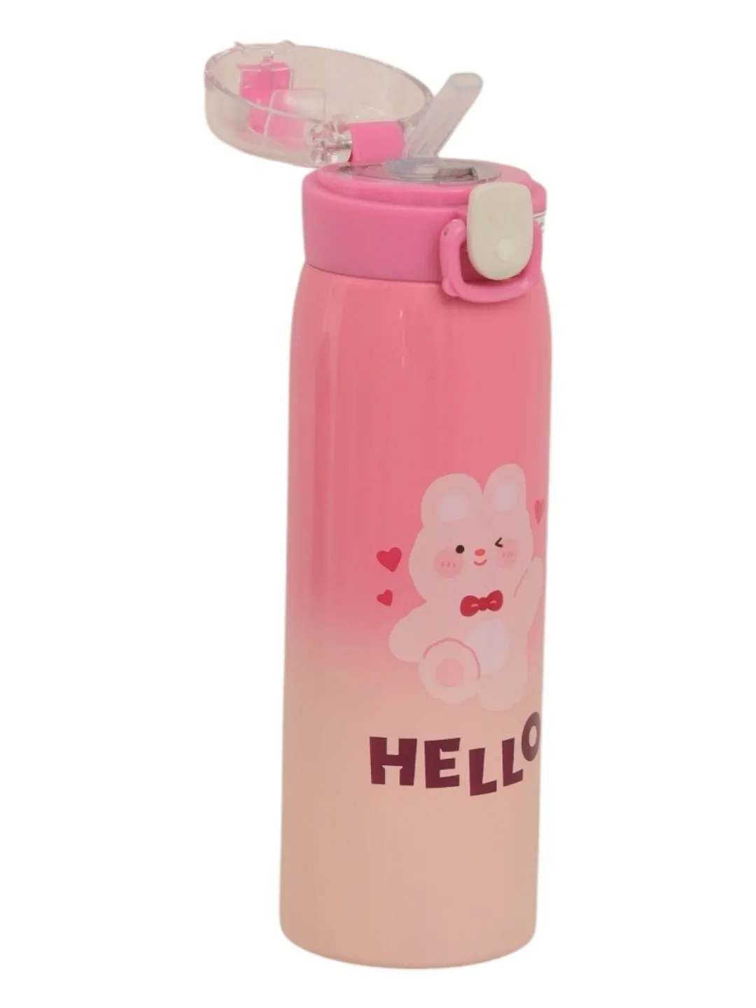 Gradient Pink Hello Bunny Insulated Hot & Cold Stainless Steel Sipper Bottle- 500 ML