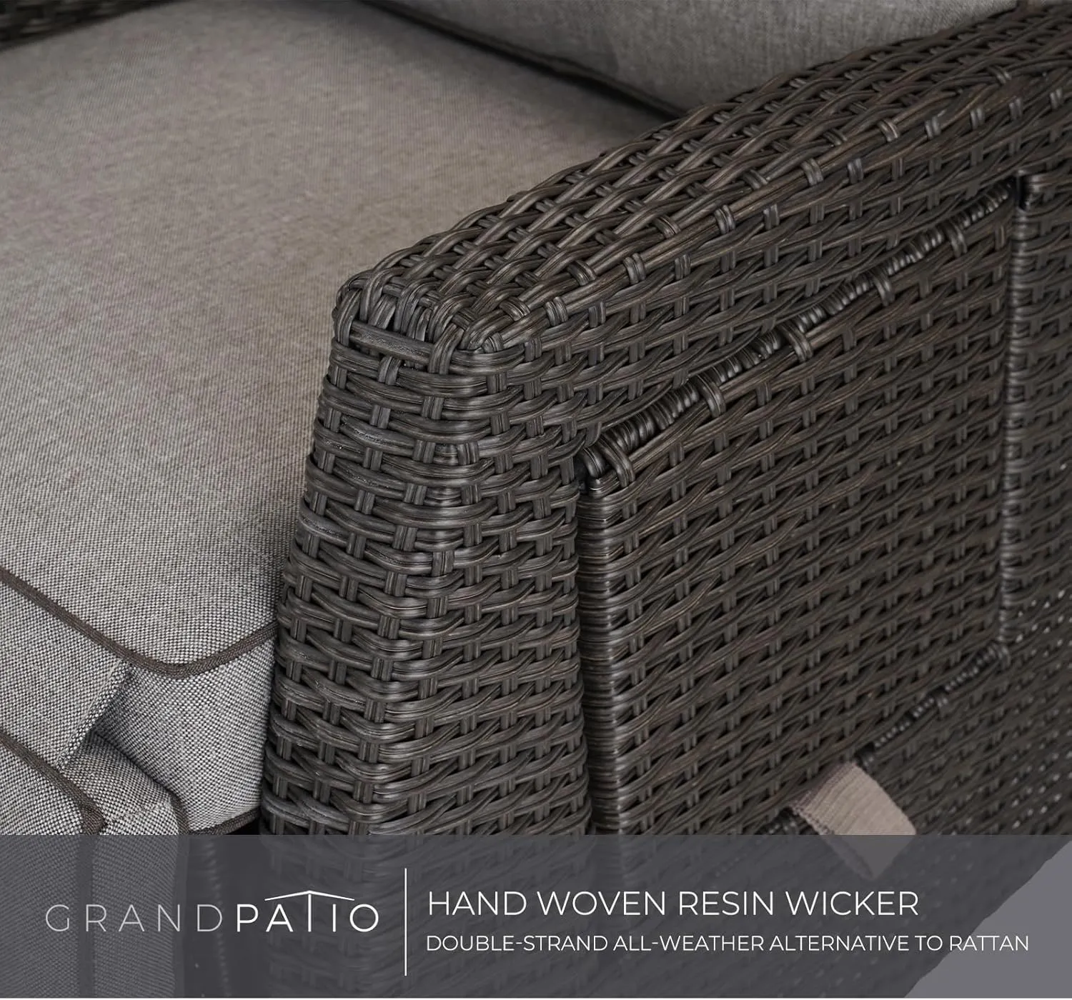Grand patio Outdoor Recliner Chair Patio 150° Lay Flat Recliner with Flip Table Wicker Reclining Lounge Chair Cool Grey