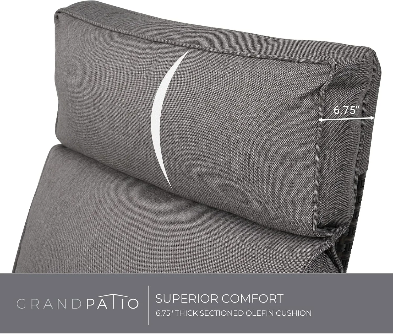 Grand patio Outdoor Recliner with Independent Adjustable Back and Footrest, Air Pump 150° Lay Flat Reclining Chair Removable Olefin Cushion Flip-Up Table Wicker Grey 1PC