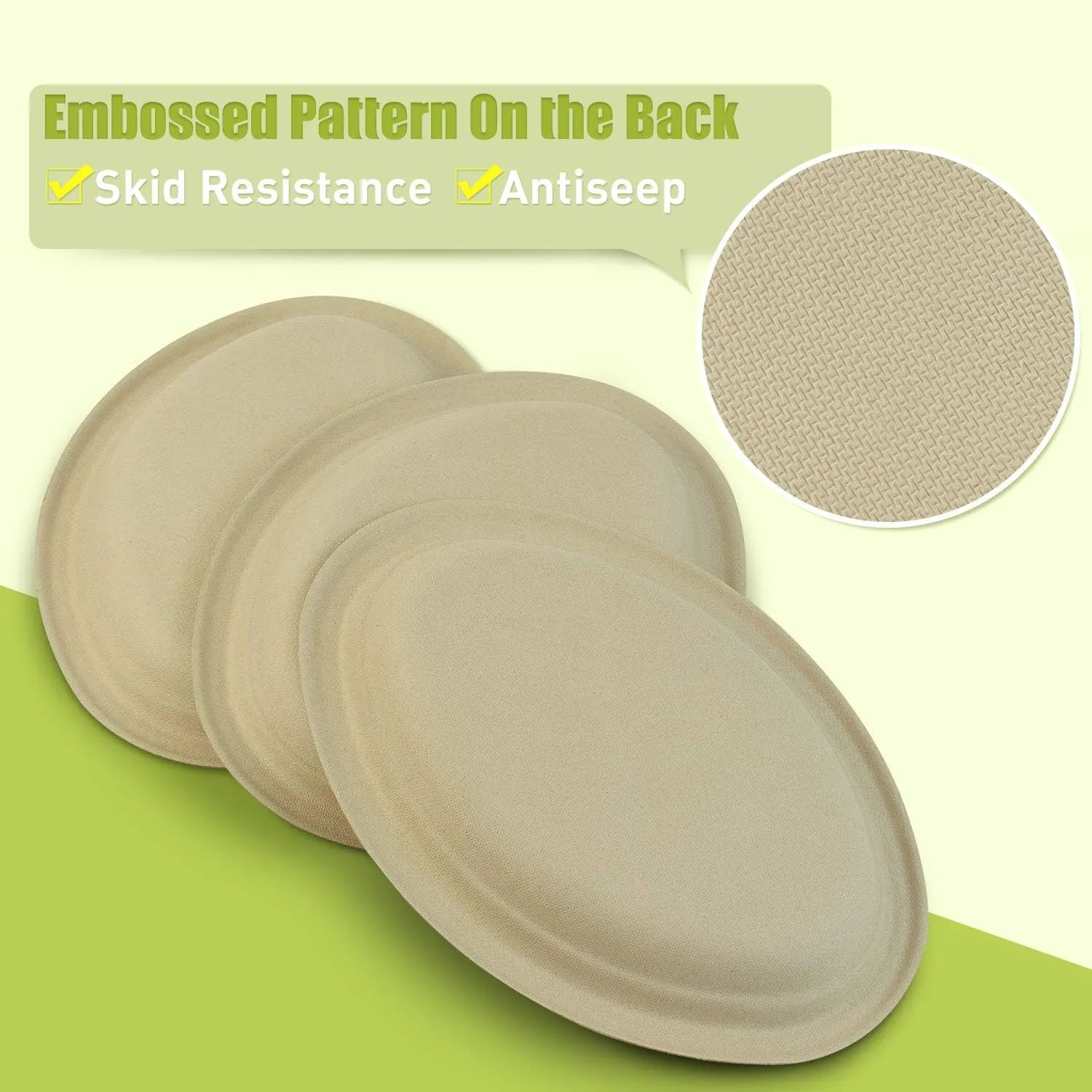 Green Earth, 10-Inch, 125-Count, Compostable Plates, Natural Bamboo Fibers, Everyday Tableware - Biodegradable ââ‚¬â€œ Disposable Oval Shape Microwave-Safe Gluten-Free Eco-Friendly