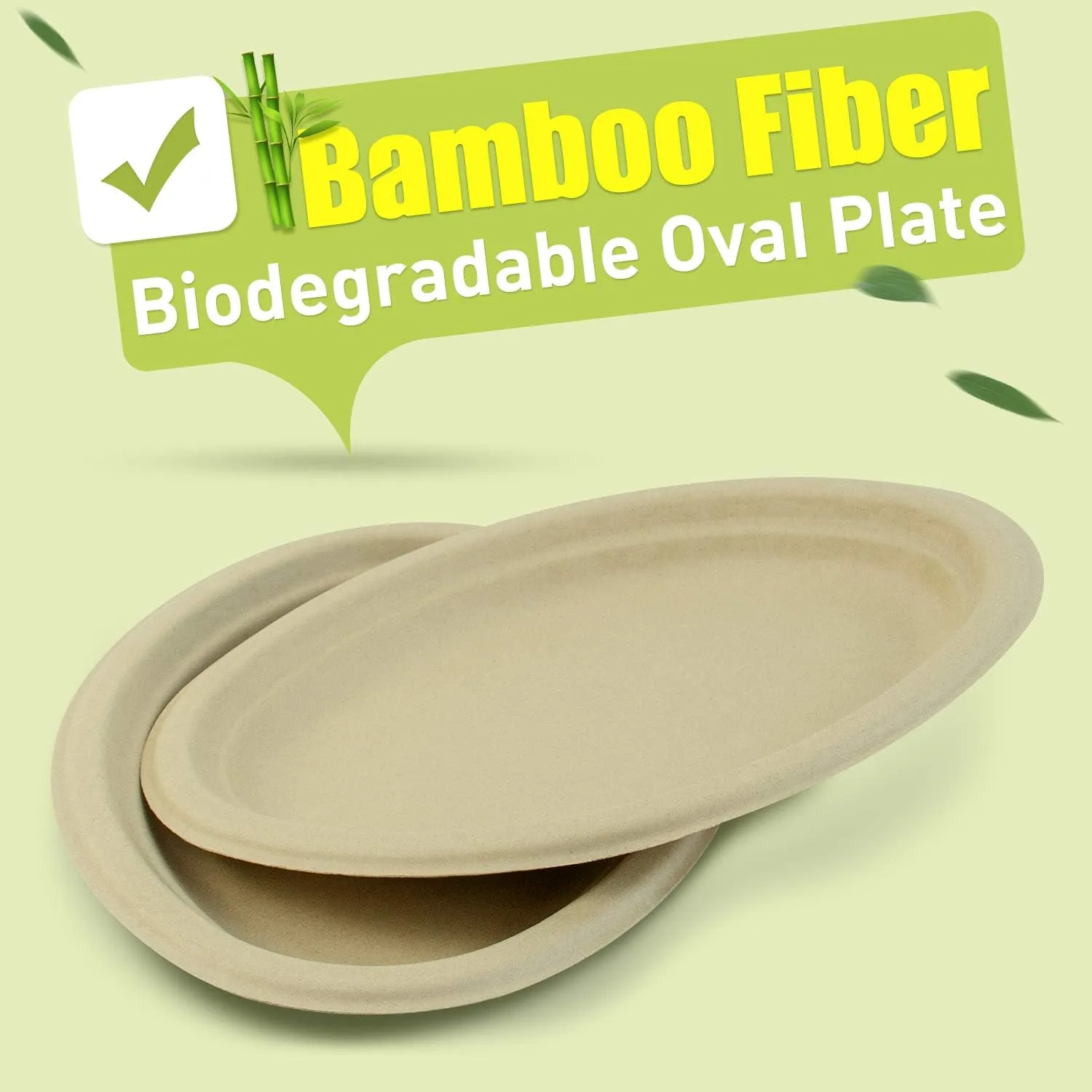 Green Earth, 10-Inch, 125-Count, Compostable Plates, Natural Bamboo Fibers, Everyday Tableware - Biodegradable ââ‚¬â€œ Disposable Oval Shape Microwave-Safe Gluten-Free Eco-Friendly