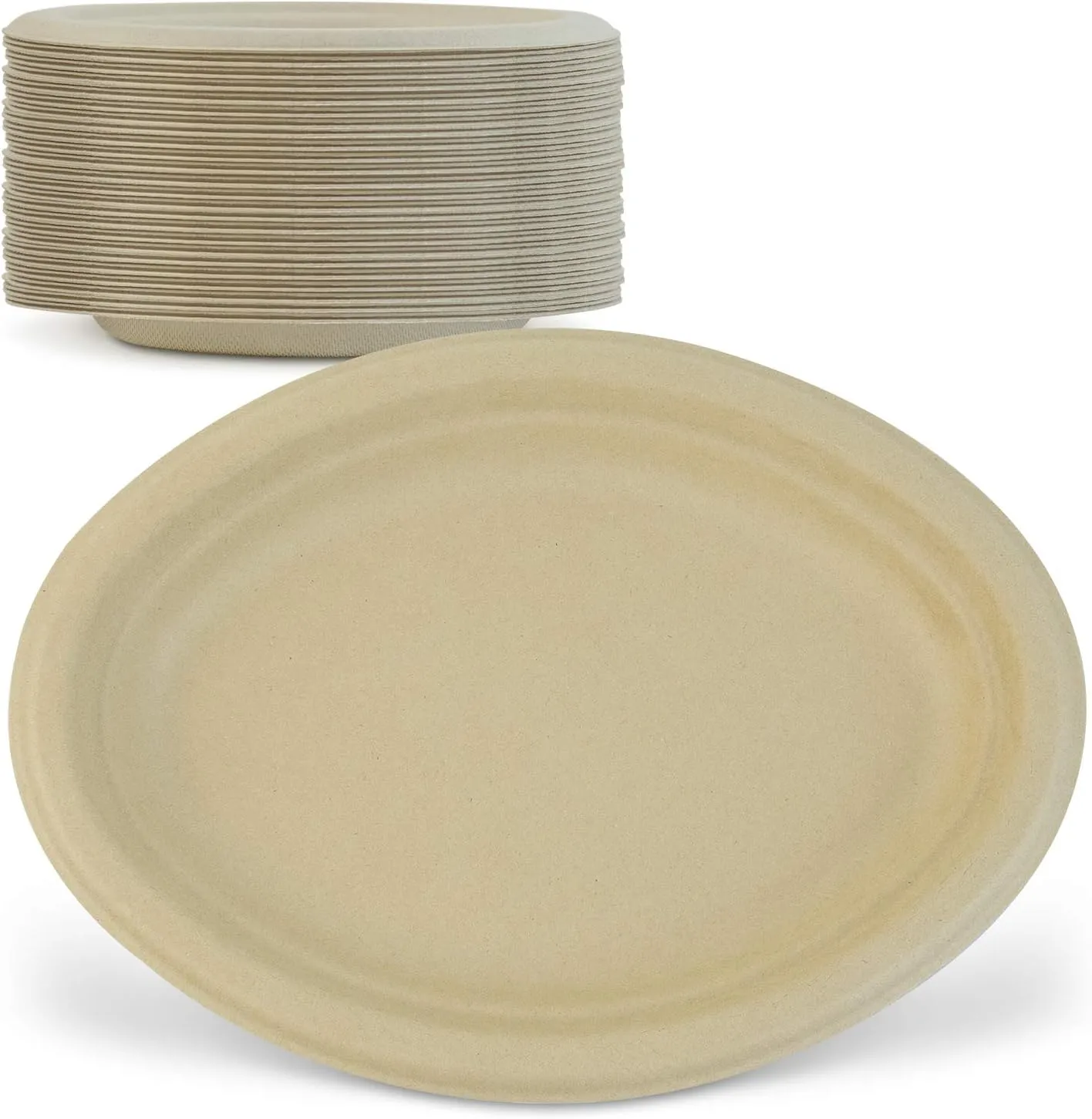 Green Earth, 10-Inch, 125-Count, Compostable Plates, Natural Bamboo Fibers, Everyday Tableware - Biodegradable ââ‚¬â€œ Disposable Oval Shape Microwave-Safe Gluten-Free Eco-Friendly