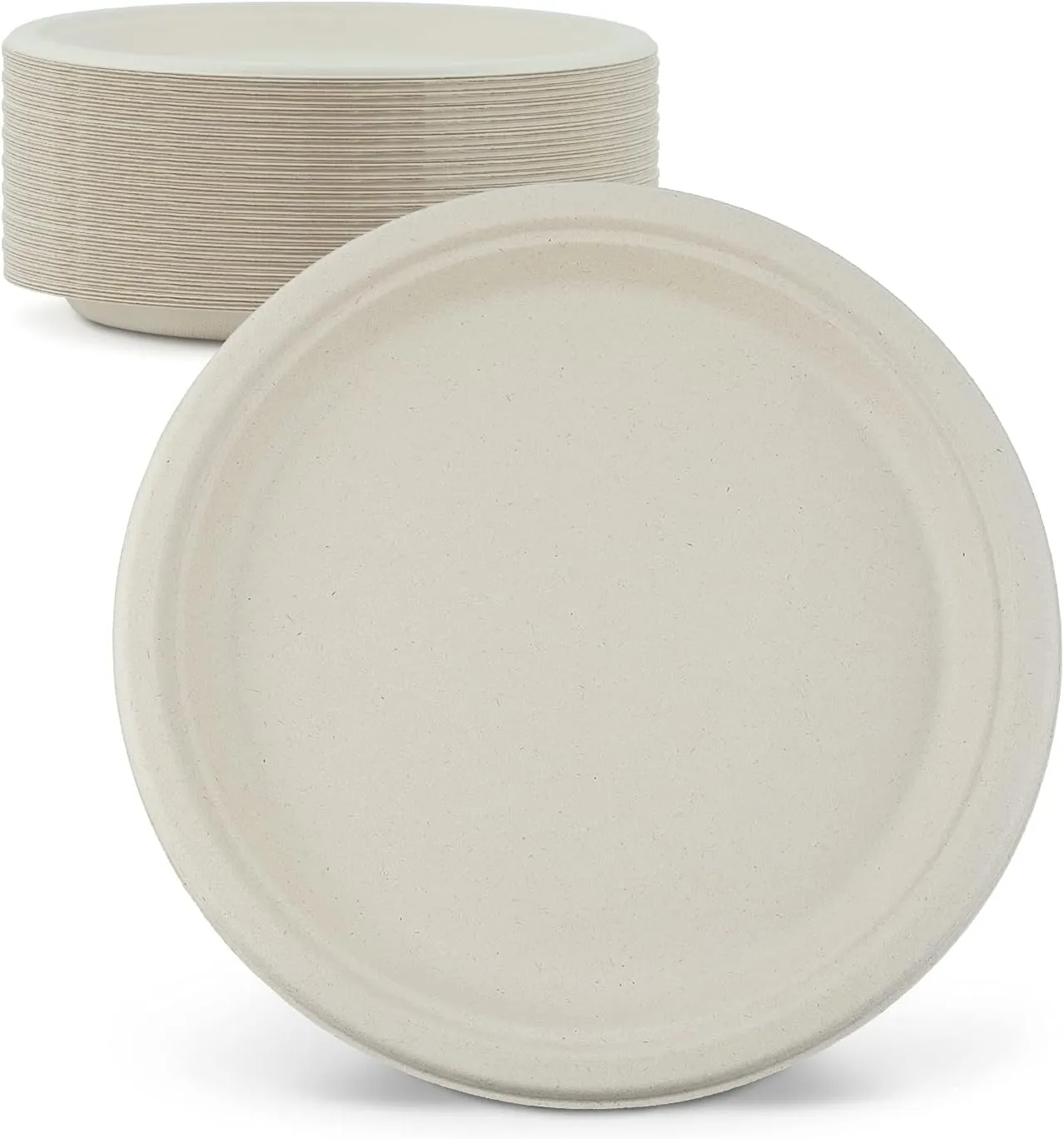 Green Earth, 10-Inch, 125-Count, Compostable Plates, Natural Bamboo Fibers, Everyday Tableware - Biodegradable Disposable Round Shape Microwave-Safe Gluten-Free Eco-Friendly