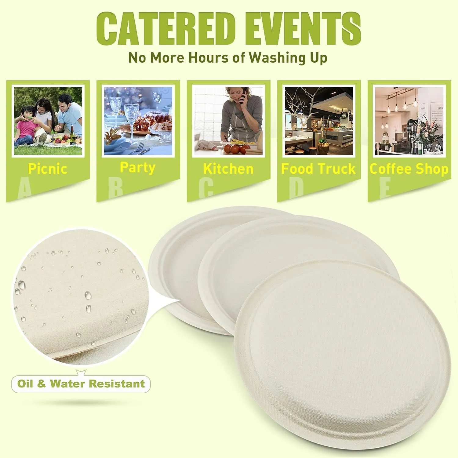 Green Earth, 10-Inch, 125-Count, Compostable Plates, Natural Bamboo Fibers, Everyday Tableware - Biodegradable Disposable Round Shape Microwave-Safe Gluten-Free Eco-Friendly