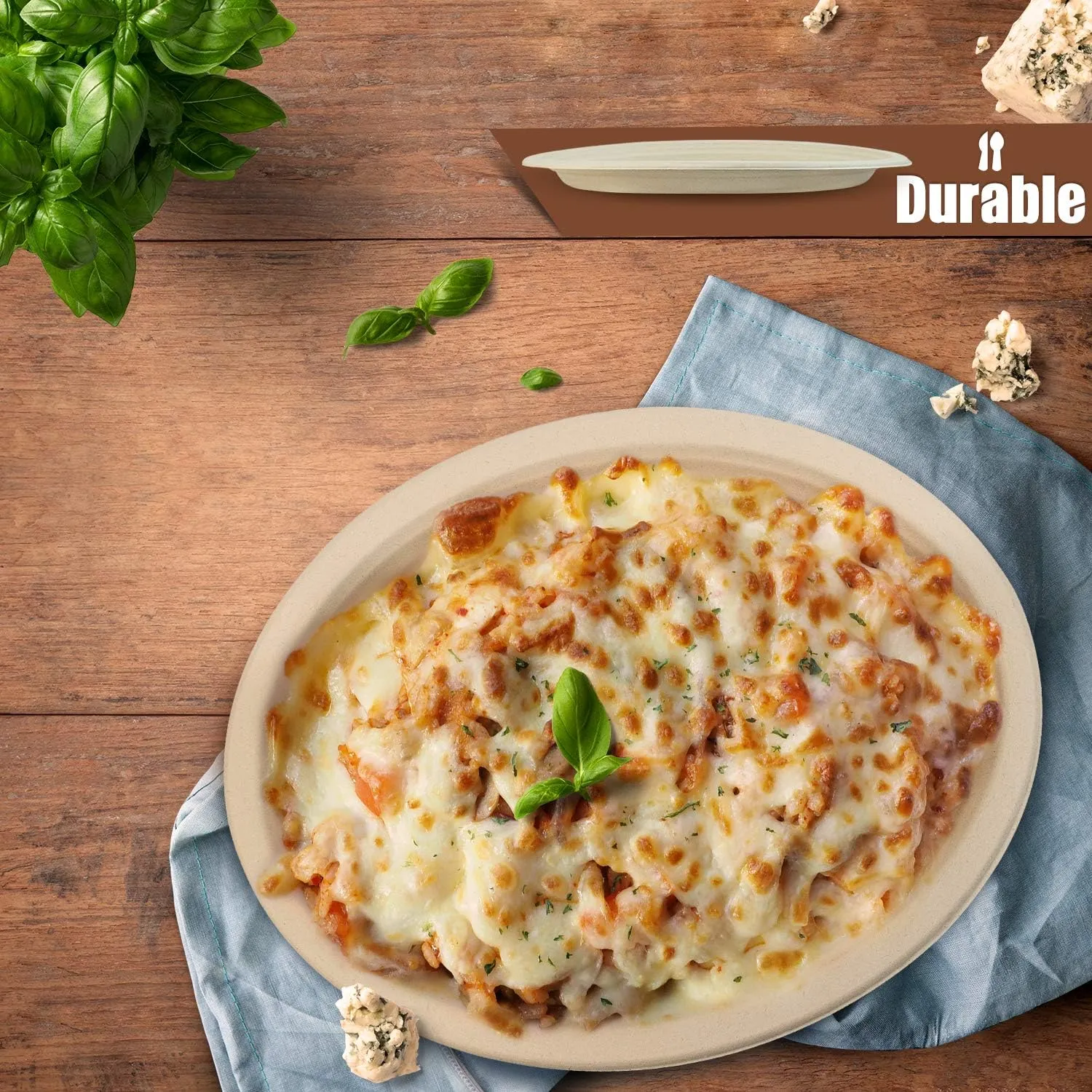 Green Earth, 12-Inch, 125-Count, Compostable Plates, Natural Bamboo Fibers, Everyday Tableware - Biodegradable ââ‚¬â€œ Disposable Oval Shape Microwave-Safe Gluten-Free Eco-Friendly
