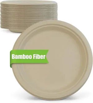 Green Earth, 9-Inch, 500-Count, Compostable Plates, Natural Bamboo Fibers, Everyday Tableware - Biodegradable ââ‚¬â€œ Disposable Round Shape Microwave-Safe Gluten-Free Eco-Friendly