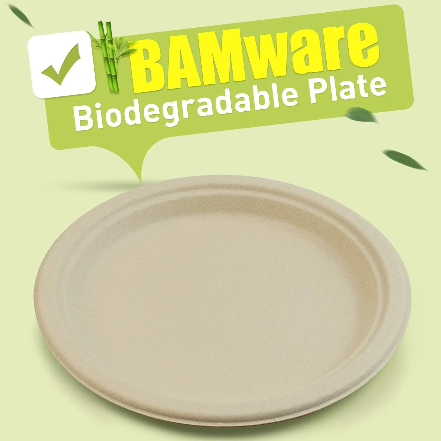 Green Earth, 9-Inch, 500-Count, Compostable Plates, Natural Bamboo Fibers, Everyday Tableware - Biodegradable ââ‚¬â€œ Disposable Round Shape Microwave-Safe Gluten-Free Eco-Friendly