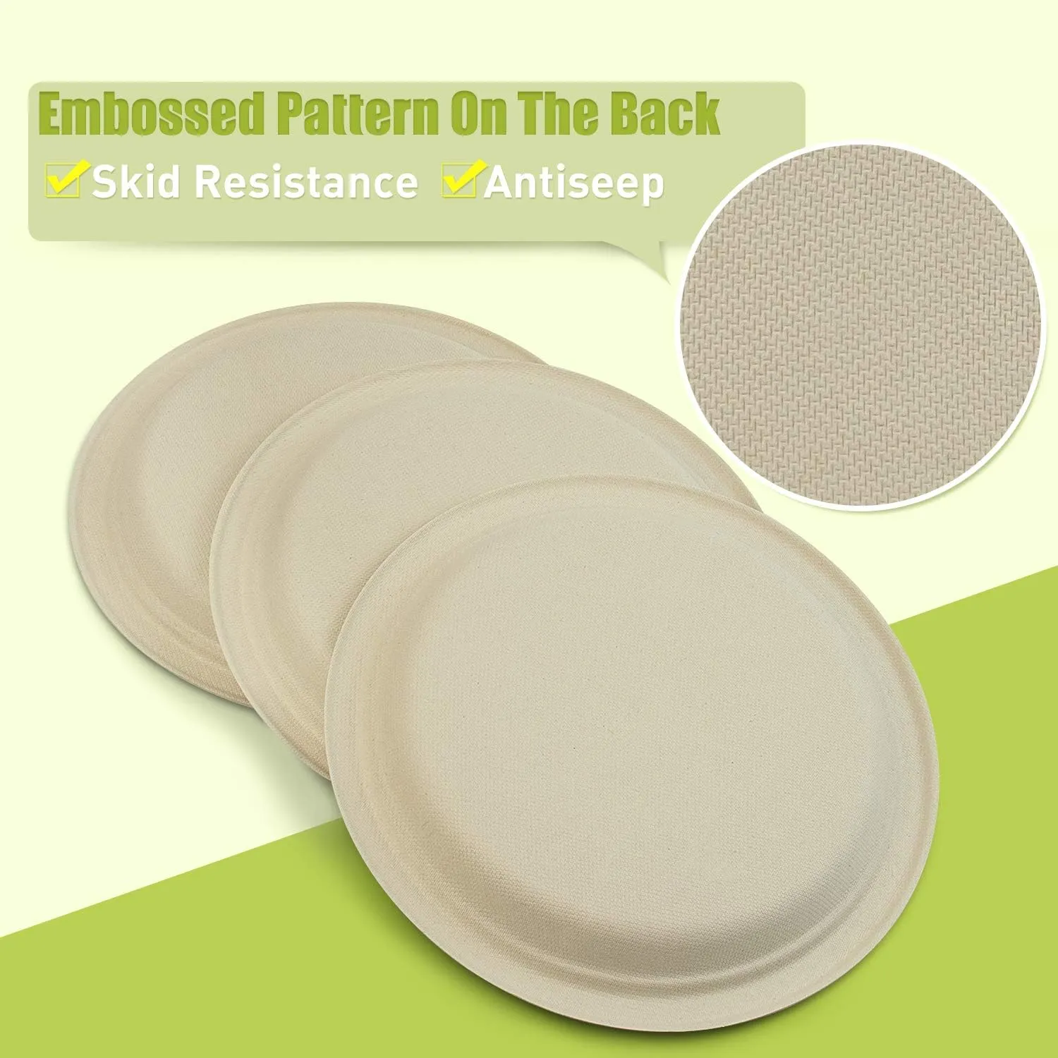Green Earth, 9-Inch, 500-Count, Compostable Plates, Natural Bamboo Fibers, Everyday Tableware - Biodegradable ââ‚¬â€œ Disposable Round Shape Microwave-Safe Gluten-Free Eco-Friendly