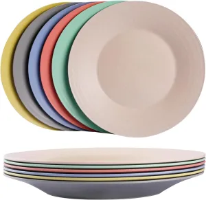 greenandlife 10inch/6pcs Dishwasher & Microwave Safe Wheat Straw Plates - Lightweight Reusable Unbreakable Dinner Plates, Non-toxin, BPA Free and Healthy for Kids & Adults