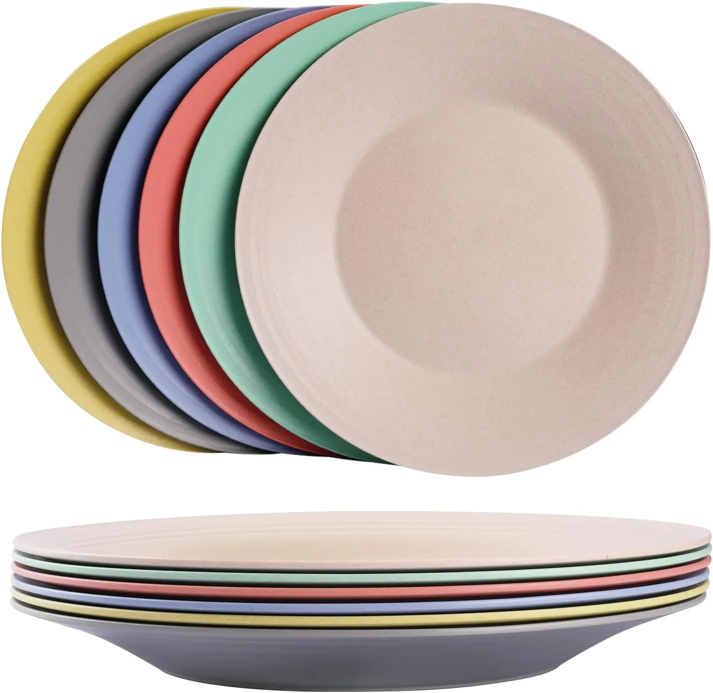 greenandlife 10inch/6pcs Dishwasher & Microwave Safe Wheat Straw Plates - Lightweight Reusable Unbreakable Dinner Plates, Non-toxin, BPA Free and Healthy for Kids & Adults