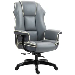 Grey Office Chair with High Back, PU Leather Computer Desk Chair for Home, Reclining Swivel, Adjustable Height | Vinsetto