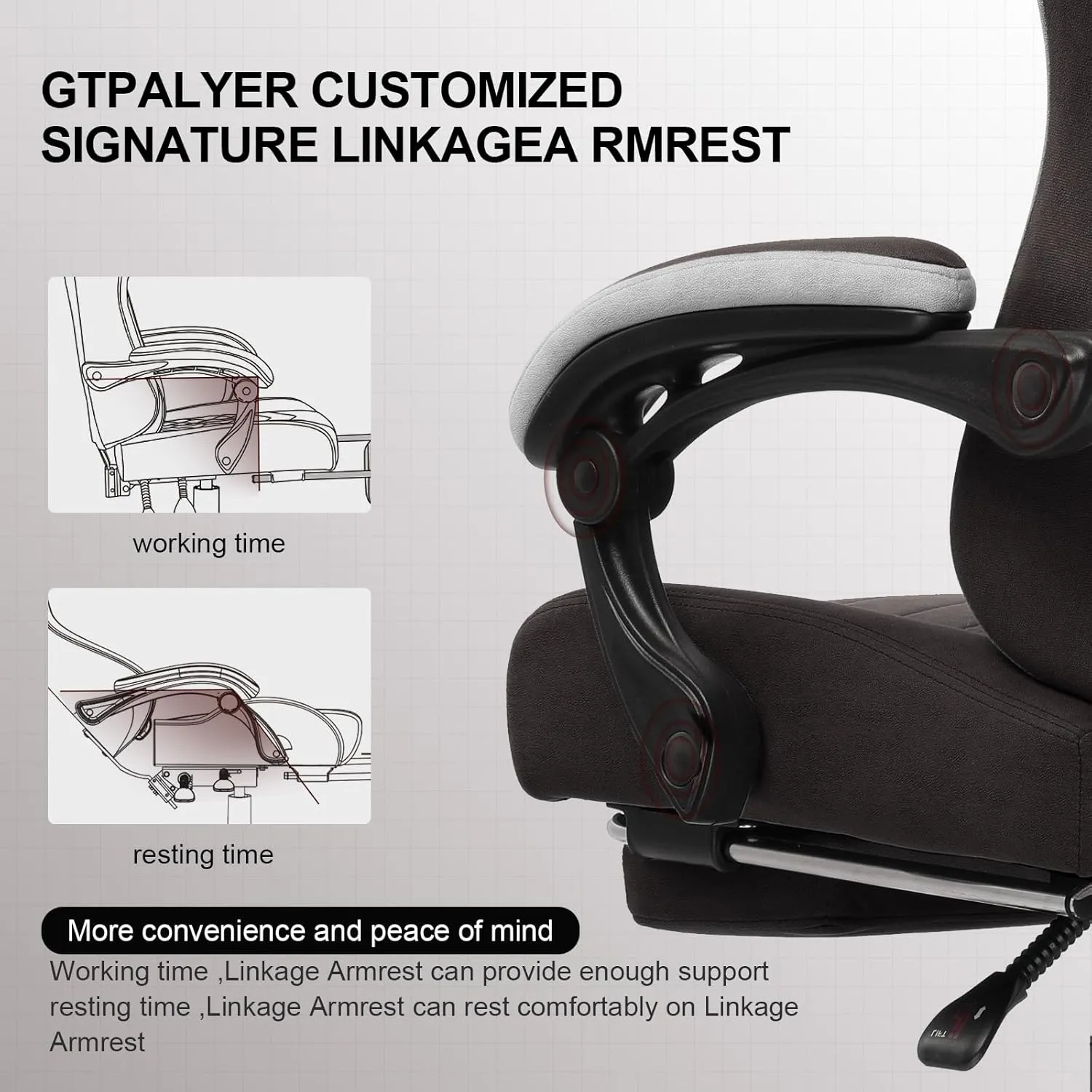 GTPLAYER Gaming Chair, Computer Office Chair with Pocket Spring Cushion, Linkage Armrests and Footrest, High Back Ergonomic Computer Chair with Lumbar Support Task Chair with Footrest