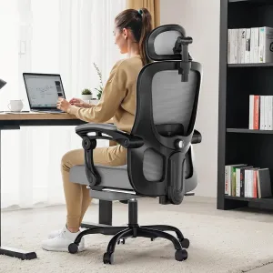 GTRACING Ergonomic High-Back Office Chair with Strong Adjustable Lumbar Support Breathable Mesh Gaming Chair with Wide Seat Footrest Sturdy Computer Desk Chair with SGS Certified Class 3 Gas Cylinder