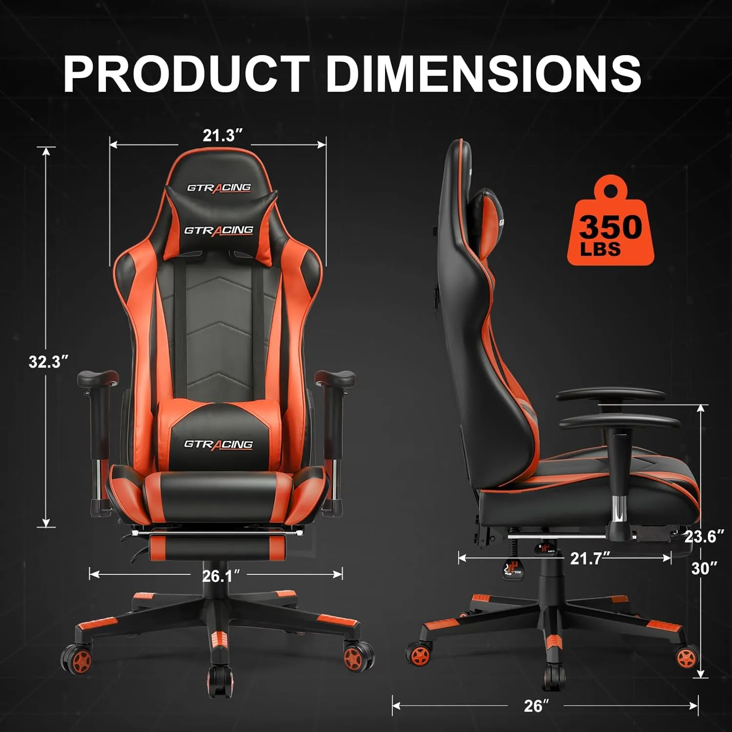 GTRACING Gaming Chair with Footrest, High Back Computer Chair Ergonomic Game Desk Chair Racing Executive Adjustable Swivel Rocker with Headrest and Lumbar Support