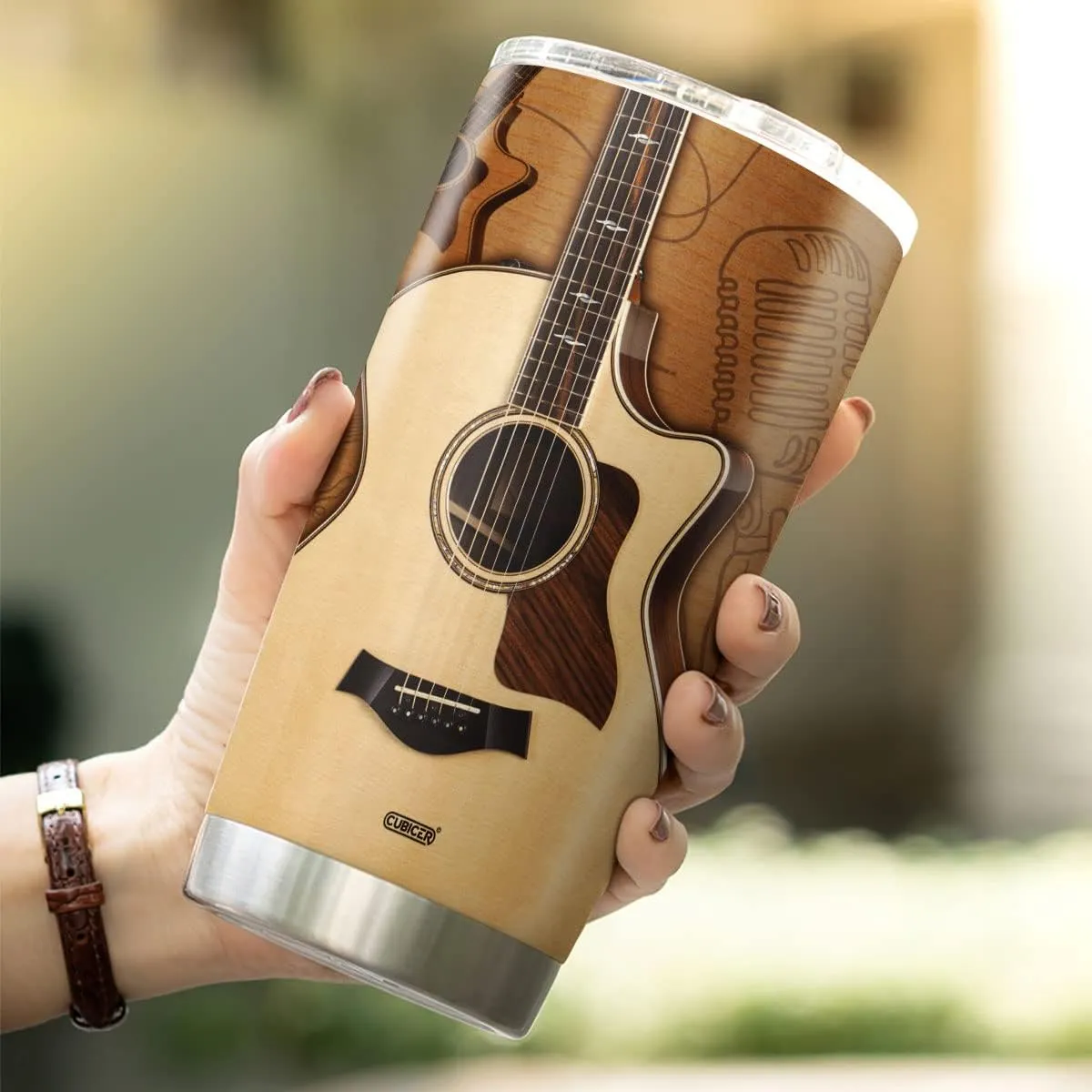 Guitar Tumbler Gifts For Teens Guitarist Adults Husband Men Music Lovers Coffee Travel Mug Oz Stainless Steel Insulated Cup On Fathers Day Christmas Birthday Retirement