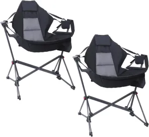 Hammock Chair, Camping Rocking Chairs, Swing Hammock Chair, Adjustable Back, Portable, with Cup Holder, Pillow, and Carry Bag for Camping, Outdoor, Patio (2)