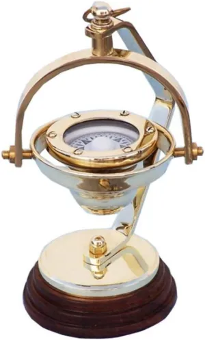Hampton Nautical 3xglass-101 Solid Brass Hanging Compass 8" Nautical Home Decoration