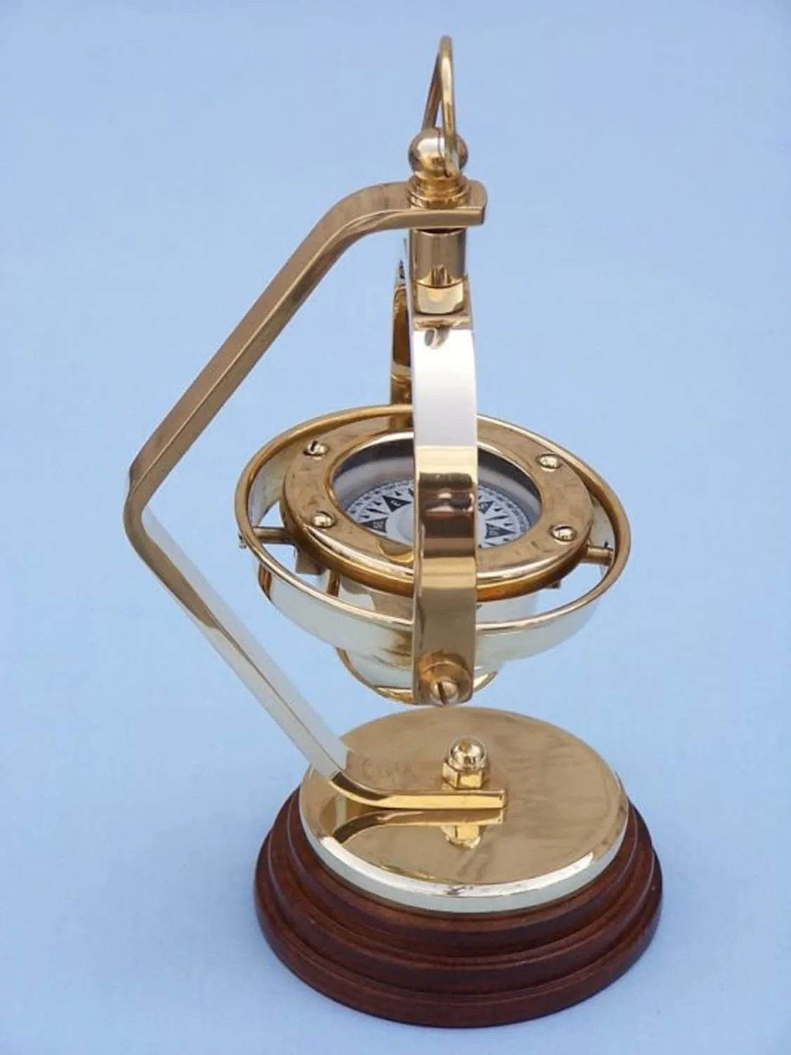 Hampton Nautical 3xglass-101 Solid Brass Hanging Compass 8" Nautical Home Decoration