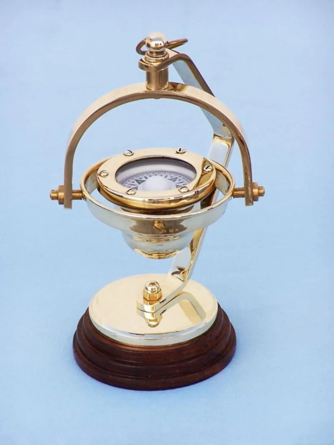 Hampton Nautical 3xglass-101 Solid Brass Hanging Compass 8" Nautical Home Decoration