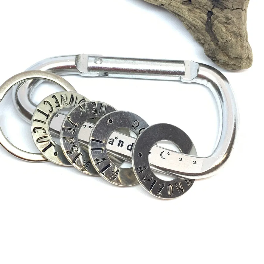 Hand Stamped Carabiner Washers - Personalize Me!