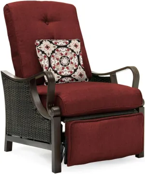 Hanover Ventura Brown Wicker Outdoor Recliner Chair with Cushions and Accent Pillow, Luxury All-Weather Outdoor Patio Recliner Chair with Rust Resistant Steel Frames for Deck, Backyard, Pool Side
