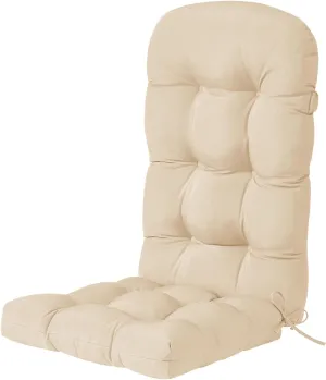 HARBOREST Indoor/Outdoor Adirondack Chair Cushion, Tufted High Back Outdoor Chair Cushions, High Rebound Foam Adirondack Cushions with Non-Skid Ties, 45"x19"x4.5", Beige