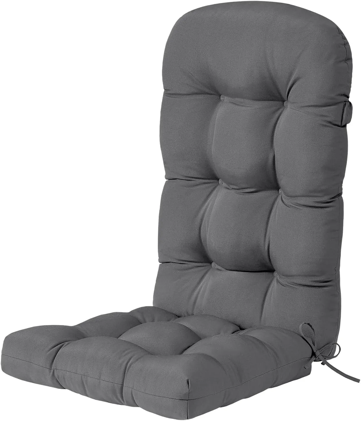 HARBOREST Indoor/Outdoor Adirondack Chair Cushion, Tufted High Back Outdoor Chair Cushions, High Rebound Foam Adirondack Cushions with Non-Skid Ties, 45"x19"x4.5", Dark Grey