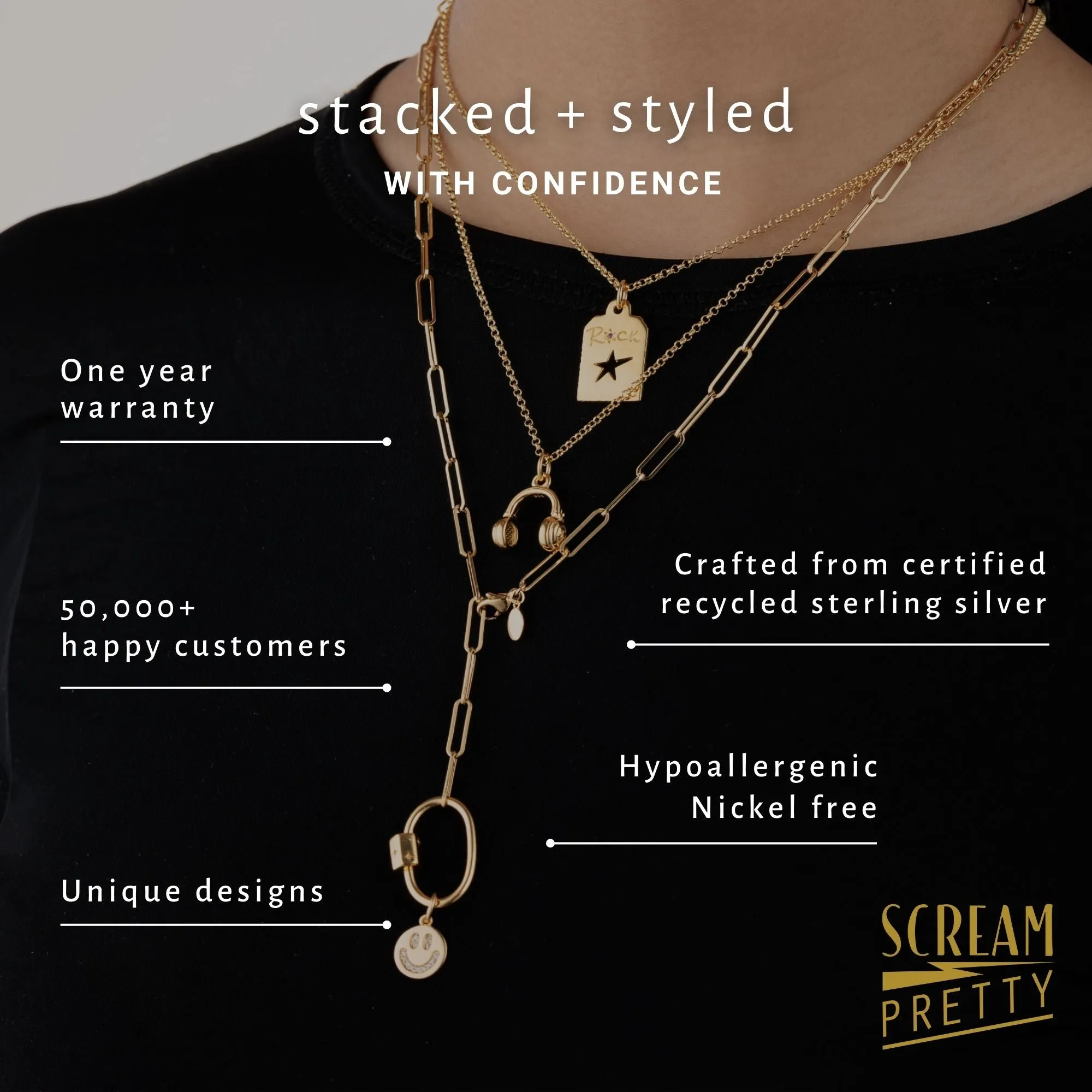 Heart Carabiner Curb Chain Necklace
