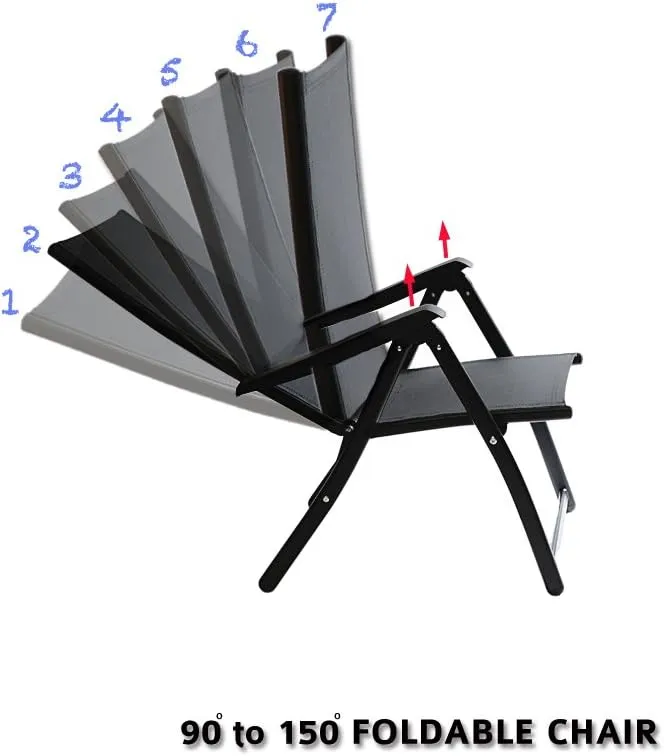 Heavy Duty Durable Adjustable Reclining Folding Chair Outdoor Indoor Garden Pool (4)