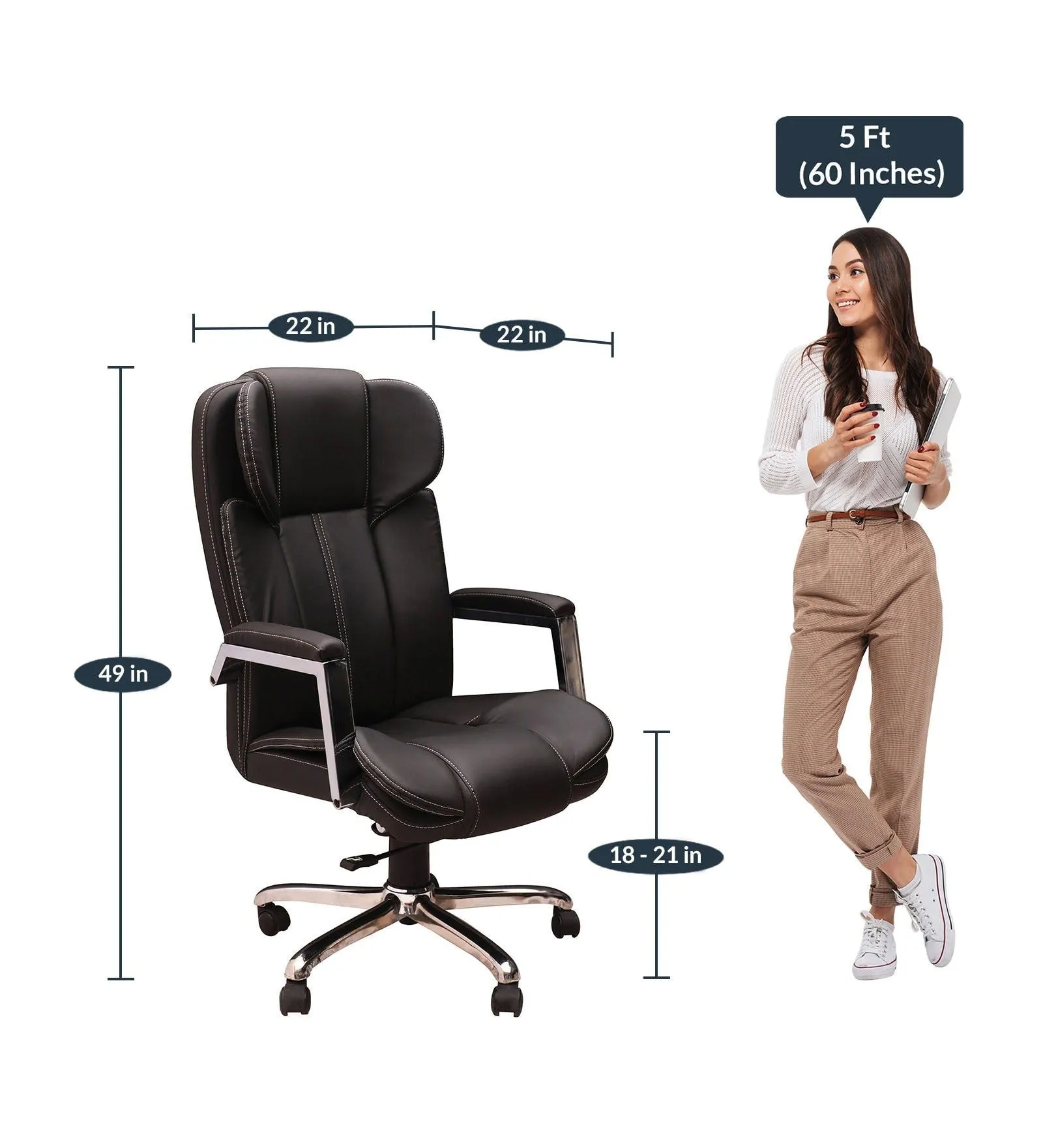 High Back Director Chair with Chrome Base