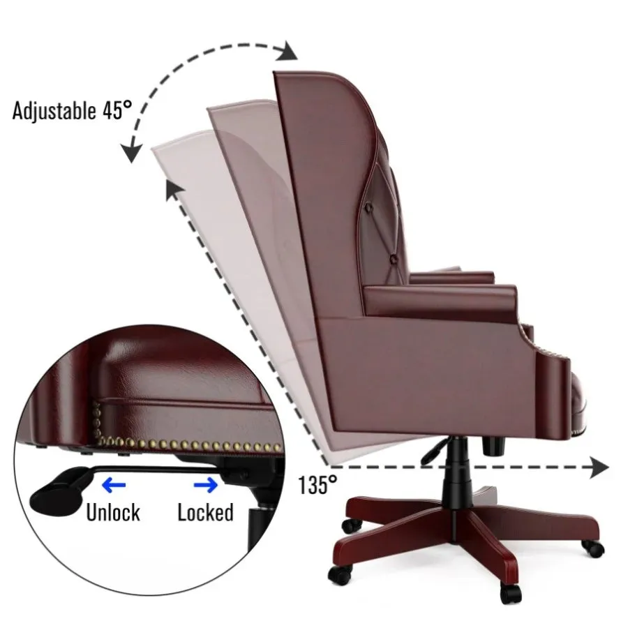 High Back Director Chair with Wooden Base