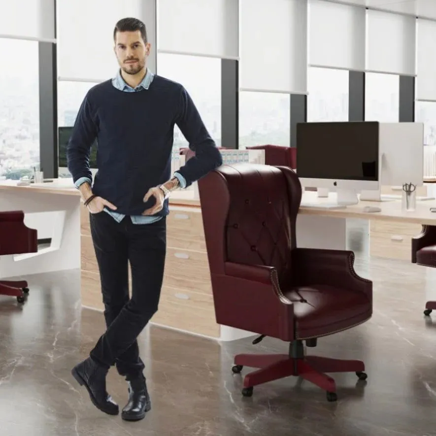 High Back Director Chair with Wooden Base