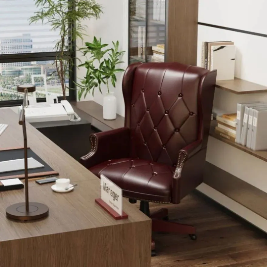 High Back Director Chair with Wooden Base