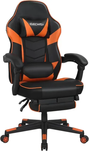High Back Gaming Chair with Footrest - Lumbar Support