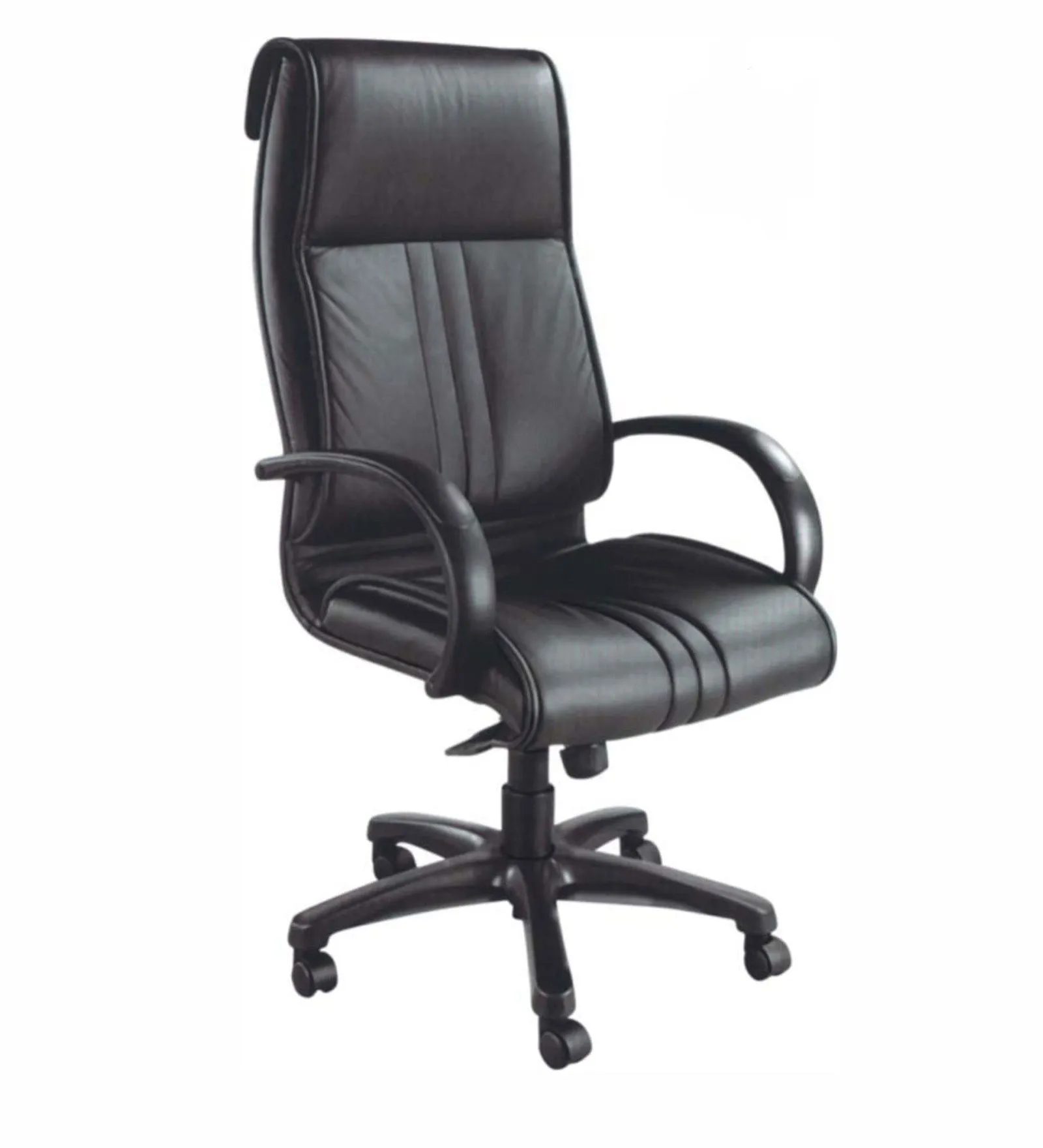High Back Office Chair with Nylon Base and Leatherette Upholstery