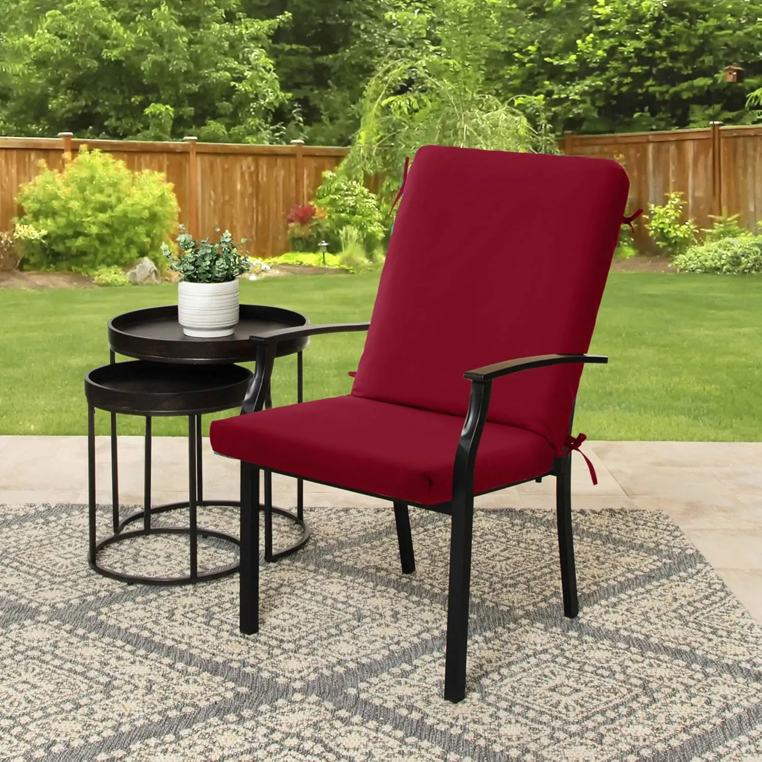 High Back Outdoor Chair Cushions 44''x20'' - Patio Dining Chair Cushions with Waterproof, Fade-Resistant, Removable & Machine-Washable Covers, Burgundy