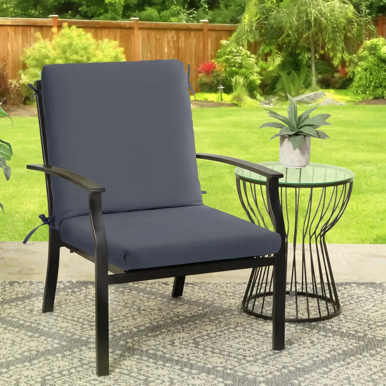 High Back Outdoor Chair Cushions 44''x20'' - Patio Dining Chair Cushions with Waterproof, Fade-Resistant, Removable & Machine-Washable Covers, Dark Grey