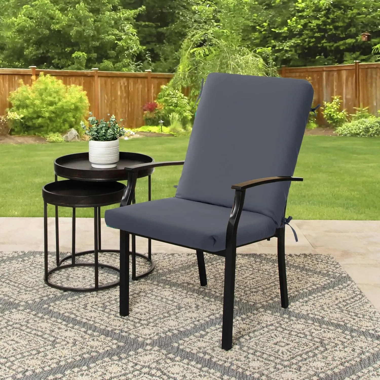 High Back Outdoor Chair Cushions 44''x20'' - Patio Dining Chair Cushions with Waterproof, Fade-Resistant, Removable & Machine-Washable Covers, Dark Grey