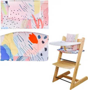 High Chair Cushion, Soft and Comfortable for Tripp Trapp High Chair Cushion, for Tripp Trapp Cushion Set Makes It Safer and More Comfortable for Baby to Sit On (Colorful Spots Pattern)