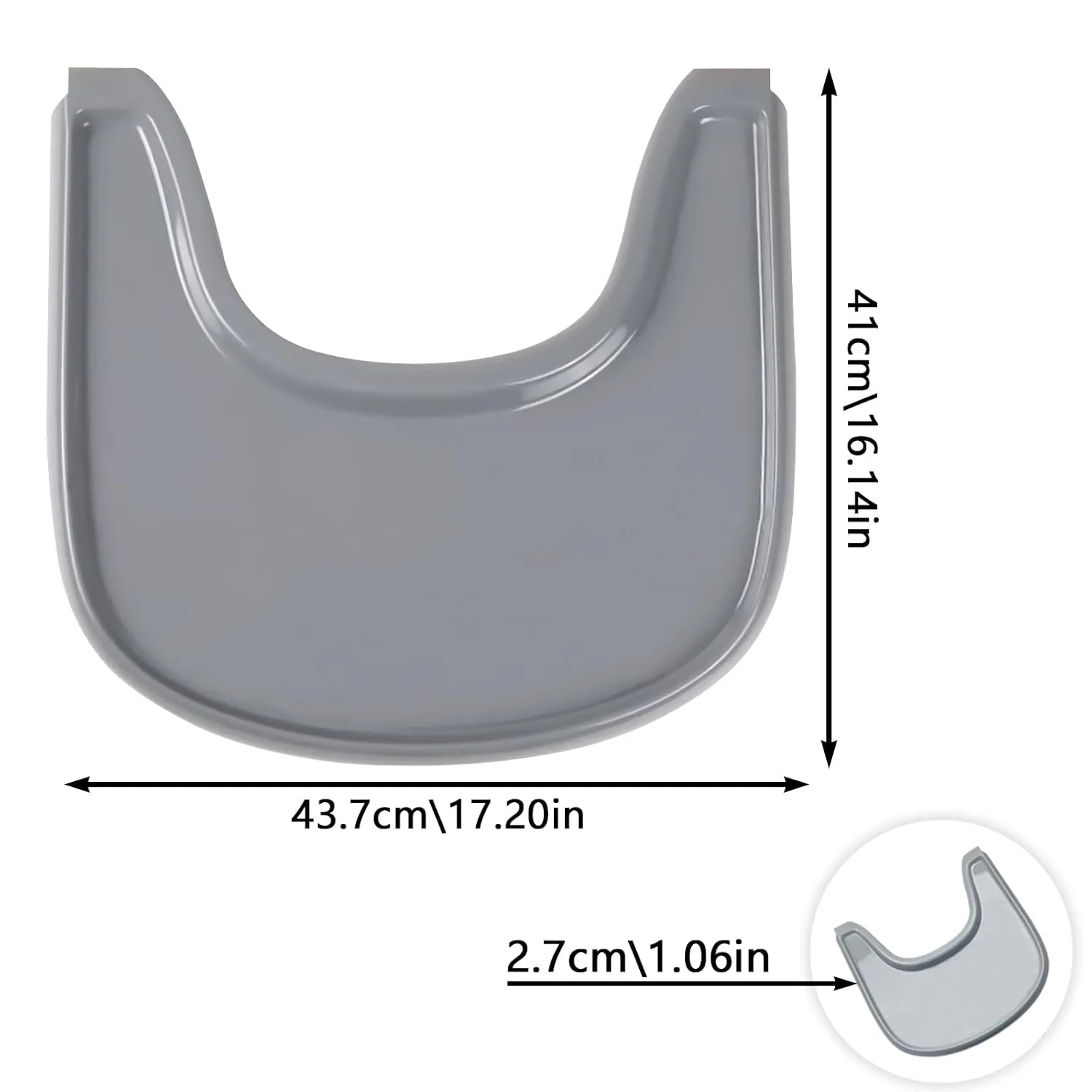 High Chair Tray Compatible with Stokke Tripp Trapp Chair with Smooth Surface and Strong Suction - Made from Food Safe Plastic (BPA BPS BPF Lead and Phthalate Free) (Gray)