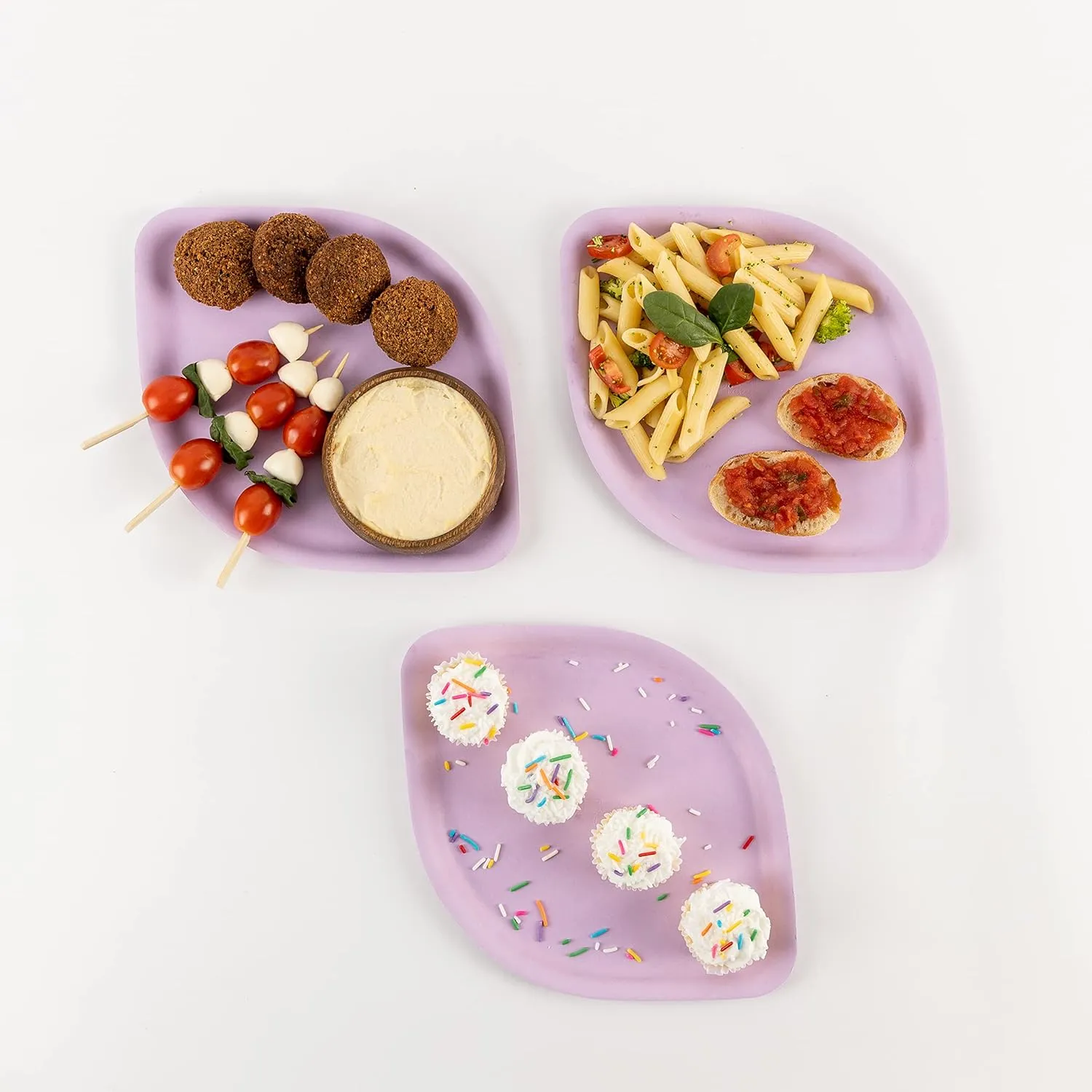 High End Bamboo Party Dinnerware Set - Appetizer, Dinner, Forks, Spoons, Knives - Party Plates for Weddings - Better than Paper Plates (Purple, 25-PACK)