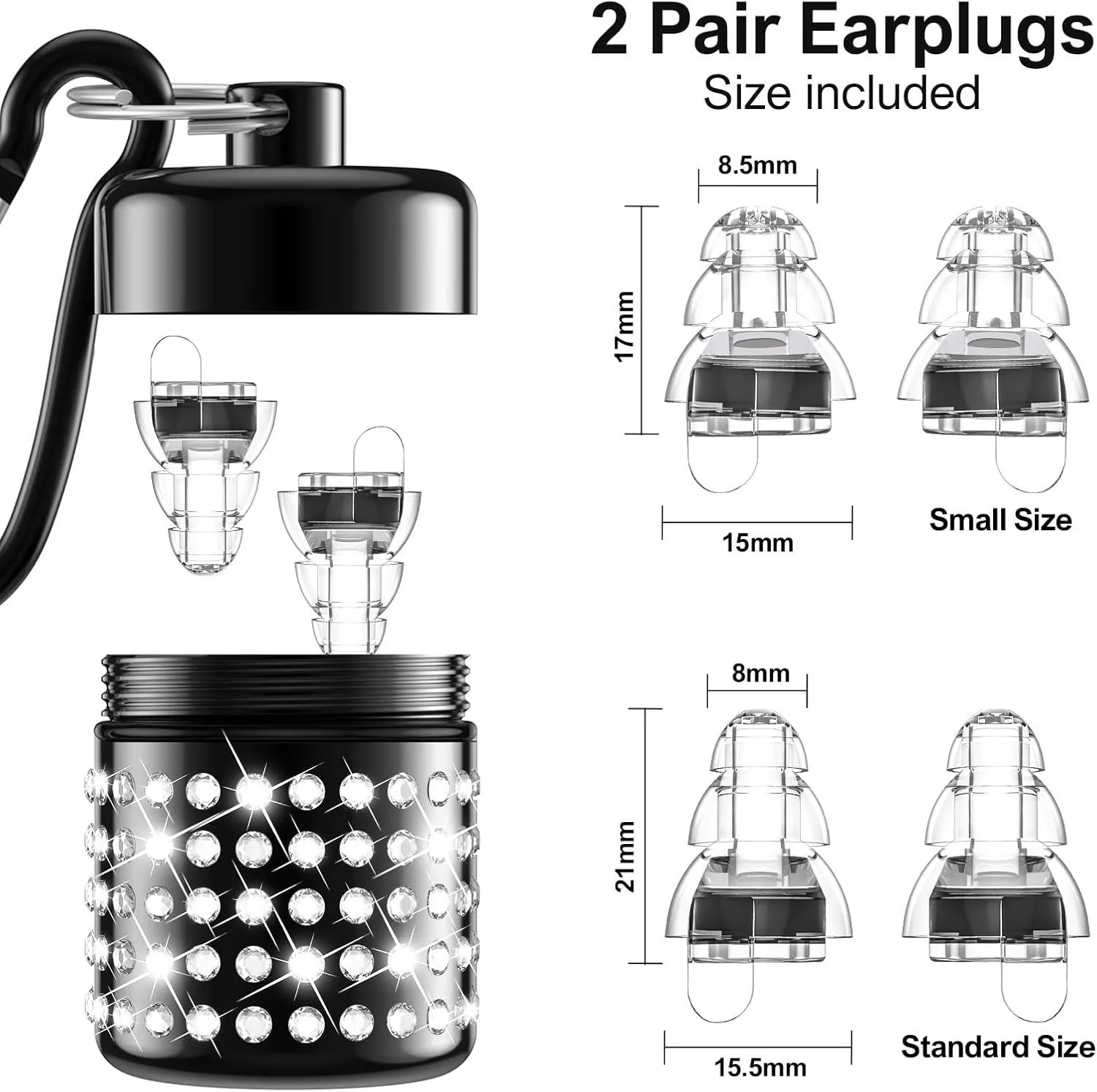 High Fidelity Concert Earplugs for Concerts Musicians, Music Festivals, Earplugs for noise reduction, 24db 2 Pairs (blackdia)