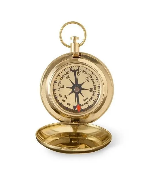 High Polish Gold Keepsake Compass with Wooden Box - Personalized