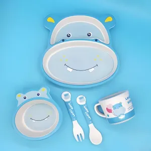 HIPPO DESIGN KIDS BAMBOO TABLEWARE SET OF 5-PIECES
