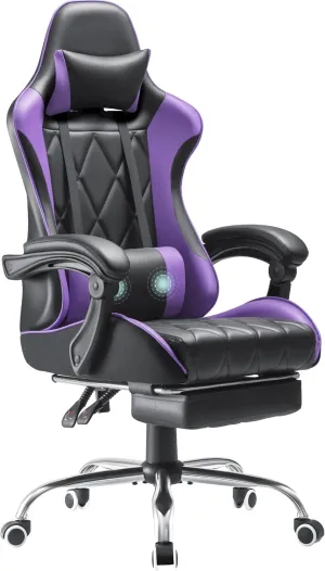 Homall Gaming Chair, Computer Chair with Footrest and Massage Lumbar Support, Ergonomic High Back Video Game Chair with Swivel Seat and Headrest (Purple)