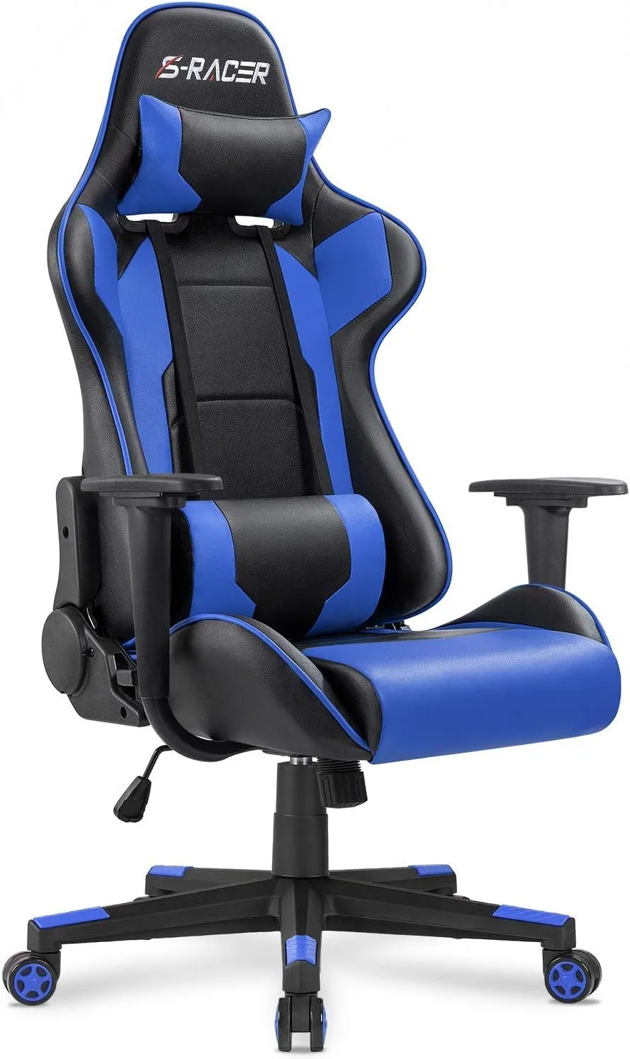 Homall Gaming Chair, Office Chair High Back Computer Chair Leather Desk Chair Racing Executive Ergonomic Adjustable Swivel Task Chair with Headrest and Lumbar Support(Blue)